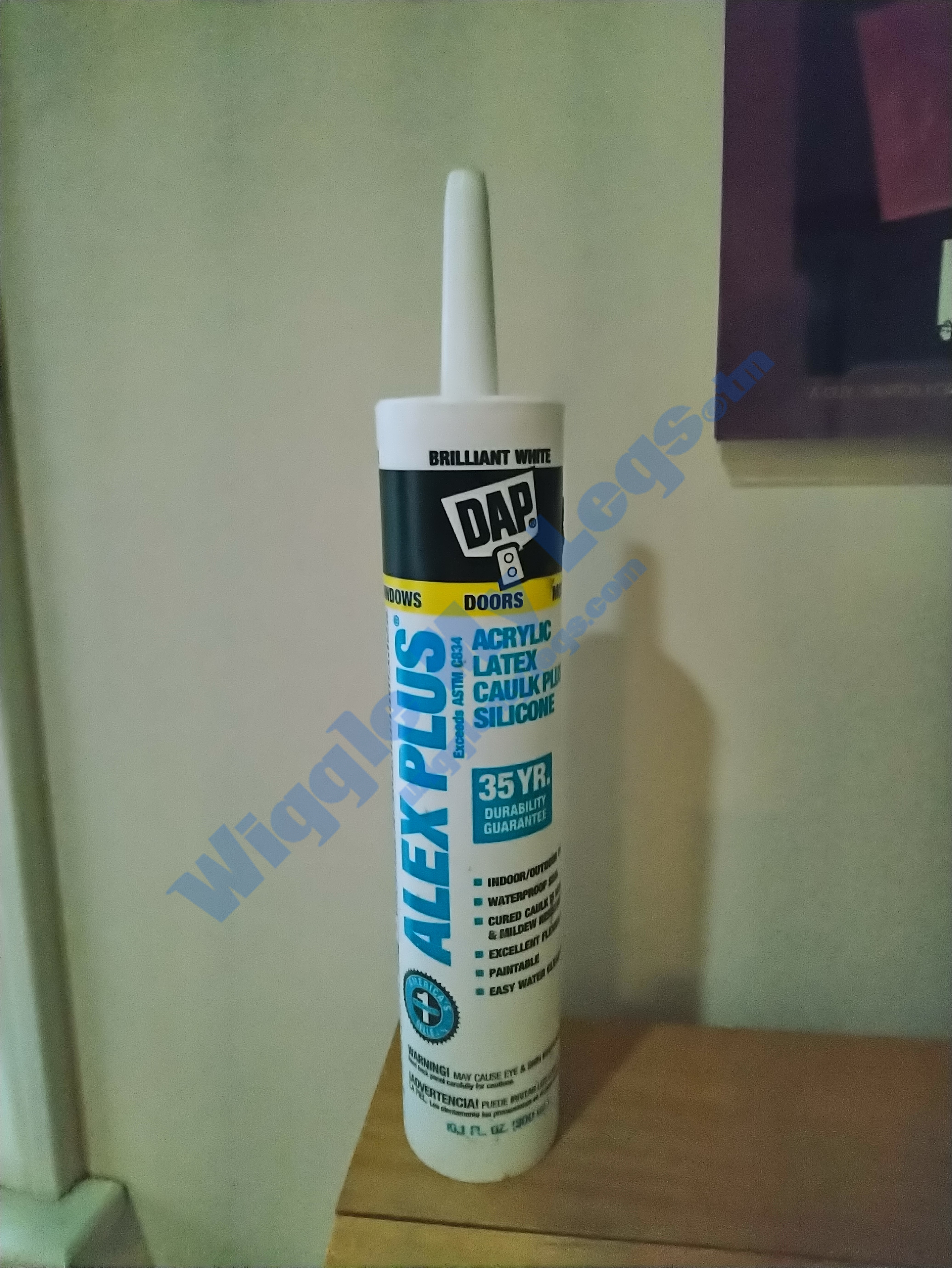 Picture of a tube of the DAP caulk used for this job.