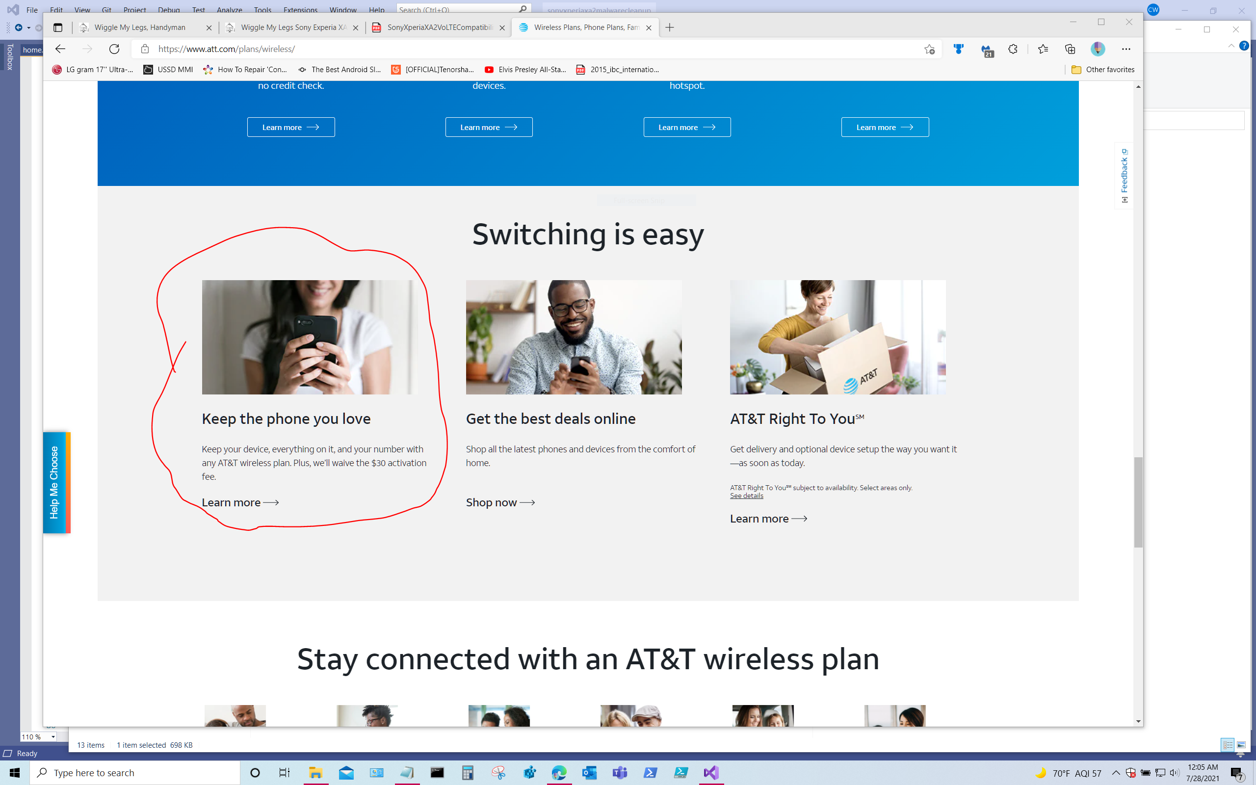 The AT&T BYOD URL saying Keep the Phone You Love